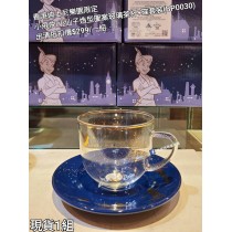 (出清) 香港迪士尼樂園限定 小飛俠 小仙子造型圖案玻璃茶杯+碟套裝 (BP0030)